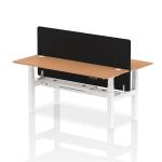 Air Back-to-Back 1800 x 600mm Height Adjustable 2 Person Bench Desk Oak Top with Cable Ports White Frame with Black Straight Screen HA02525