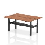 Air Back-to-Back 1800 x 600mm Height Adjustable 2 Person Bench Desk Walnut Top with Cable Ports Black Frame HA02526