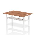 Air Back-to-Back 1800 x 600mm Height Adjustable 2 Person Bench Desk Walnut Top with Cable Ports White Frame HA02530