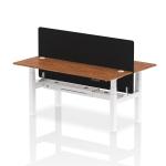 Air Back-to-Back 1800 x 600mm Height Adjustable 2 Person Bench Desk Walnut Top with Cable Ports White Frame with Black Straight Screen HA02531