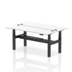 Air Back-to-Back 1800 x 600mm Height Adjustable 2 Person Bench Desk White Top with Cable Ports Black Frame HA02532