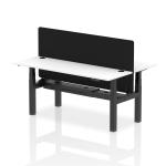 Air Back-to-Back 1800 x 600mm Height Adjustable 2 Person Bench Desk White Top with Cable Ports Black Frame with Black Straight Screen HA02533