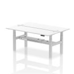 Air Back-to-Back 1800 x 600mm Height Adjustable 2 Person Bench Desk White Top with Cable Ports Silver Frame HA02534