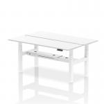 Air Back-to-Back 1800 x 600mm Height Adjustable 2 Person Office Bench Desk White Top with Cable Ports White Frame HA02536