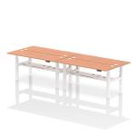 Air Back-to-Back 1800 x 600mm Height Adjustable 4 Person Bench Desk Beech Top with Cable Ports White Frame HA02542