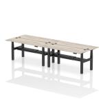 Air Back-to-Back 1800 x 600mm Height Adjustable 4 Person Bench Desk Grey Oak Top with Cable Ports Black Frame HA02544