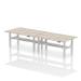 Air Back-to-Back 1800 x 600mm Height Adjustable 4 Person Bench Desk Grey Oak Top with Cable Ports Silver Frame HA02546