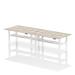 Air Back-to-Back 1800 x 600mm Height Adjustable 4 Person Bench Desk Grey Oak Top with Cable Ports White Frame HA02548