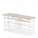 Air Back-to-Back 1800 x 600mm Height Adjustable 4 Person Bench Desk Grey Oak Top with Cable Ports White Frame HA02548