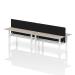 Air Back-to-Back 1800 x 600mm Height Adjustable 4 Person Bench Desk Grey Oak Top with Cable Ports White Frame with Black Straight Screen HA02549