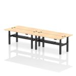 Air Back-to-Back 1800 x 600mm Height Adjustable 4 Person Bench Desk Maple Top with Cable Ports Black Frame HA02550