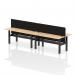 Air Back-to-Back 1800 x 600mm Height Adjustable 4 Person Office Bench Desk Maple Top with Cable Ports Black Frame with Black Straight Screen HA02551