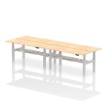 Air Back-to-Back 1800 x 600mm Height Adjustable 4 Person Bench Desk Maple Top with Cable Ports Silver Frame HA02552