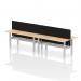 Air Back-to-Back 1800 x 600mm Height Adjustable 4 Person Office Bench Desk Maple Top with Cable Ports Silver Frame with Black Straight Screen HA02553