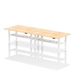 Air Back-to-Back 1800 x 600mm Height Adjustable 4 Person Bench Desk Maple Top with Cable Ports White Frame HA02554