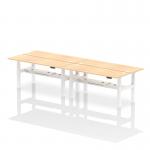 Air Back-to-Back 1800 x 600mm Height Adjustable 4 Person Office Bench Desk Maple Top with Cable Ports White Frame HA02554