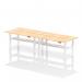 Air Back-to-Back 1800 x 600mm Height Adjustable 4 Person Office Bench Desk Maple Top with Cable Ports White Frame HA02554