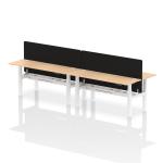 Air Back-to-Back 1800 x 600mm Height Adjustable 4 Person Bench Desk Maple Top with Cable Ports White Frame with Black Straight Screen HA02555