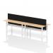 Air Back-to-Back 1800 x 600mm Height Adjustable 4 Person Office Bench Desk Maple Top with Cable Ports White Frame with Black Straight Screen HA02555