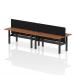 Air Back-to-Back 1800 x 600mm Height Adjustable 4 Person Bench Desk Walnut Top with Cable Ports Black Frame with Black Straight Screen HA02563