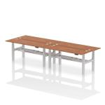 Air Back-to-Back 1800 x 600mm Height Adjustable 4 Person Bench Desk Walnut Top with Cable Ports Silver Frame HA02564