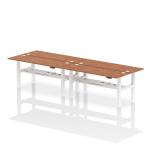 Air Back-to-Back 1800 x 600mm Height Adjustable 4 Person Bench Desk Walnut Top with Cable Ports White Frame HA02566