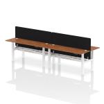 Air Back-to-Back 1800 x 600mm Height Adjustable 4 Person Bench Desk Walnut Top with Cable Ports White Frame with Black Straight Screen HA02567