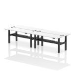 Air Back-to-Back 1800 x 600mm Height Adjustable 4 Person Bench Desk White Top with Cable Ports Black Frame HA02568