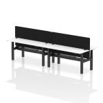 Air Back-to-Back 1800 x 600mm Height Adjustable 4 Person Bench Desk White Top with Cable Ports Black Frame with Black Straight Screen HA02569