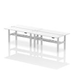 Air Back-to-Back 1800 x 600mm Height Adjustable 4 Person Bench Desk White Top with Cable Ports Silver Frame HA02570