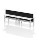 Air Back-to-Back 1800 x 600mm Height Adjustable 4 Person Bench Desk White Top with Cable Ports Silver Frame with Black Straight Screen HA02571