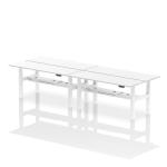 Air Back-to-Back 1800 x 600mm Height Adjustable 4 Person Bench Desk White Top with Cable Ports White Frame HA02572
