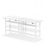 Air Back-to-Back 1800 x 600mm Height Adjustable 4 Person Office Bench Desk White Top with Cable Ports White Frame HA02572