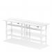 Air Back-to-Back 1800 x 600mm Height Adjustable 4 Person Office Bench Desk White Top with Cable Ports White Frame HA02572