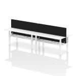 Air Back-to-Back 1800 x 600mm Height Adjustable 4 Person Bench Desk White Top with Cable Ports White Frame with Black Straight Screen HA02573