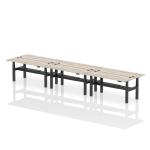 Air Back-to-Back 1800 x 600mm Height Adjustable 6 Person Bench Desk Grey Oak Top with Cable Ports Black Frame HA02580