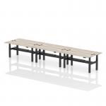 Air Back-to-Back 1800 x 600mm Height Adjustable 6 Person Bench Desk Grey Oak Top with Cable Ports Black Frame HA02580