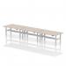 Air Back-to-Back 1800 x 600mm Height Adjustable 6 Person Bench Desk Grey Oak Top with Cable Ports Silver Frame HA02582