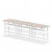 Air Back-to-Back 1800 x 600mm Height Adjustable 6 Person Bench Desk Grey Oak Top with Cable Ports White Frame HA02584