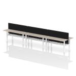 Air Back-to-Back 1800 x 600mm Height Adjustable 6 Person Bench Desk Grey Oak Top with Cable Ports White Frame with Black Straight Screen HA02585