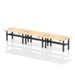 Air Back-to-Back 1800 x 600mm Height Adjustable 6 Person Bench Desk Maple Top with Cable Ports Black Frame HA02586