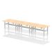 Air Back-to-Back 1800 x 600mm Height Adjustable 6 Person Bench Desk Maple Top with Cable Ports Silver Frame HA02588