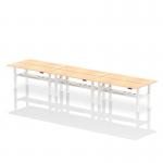 Air Back-to-Back 1800 x 600mm Height Adjustable 6 Person Office Bench Desk Maple Top with Cable Ports White Frame HA02590