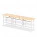 Air Back-to-Back 1800 x 600mm Height Adjustable 6 Person Office Bench Desk Maple Top with Cable Ports White Frame HA02590