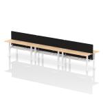 Air Back-to-Back 1800 x 600mm Height Adjustable 6 Person Bench Desk Maple Top with Cable Ports White Frame with Black Straight Screen HA02591
