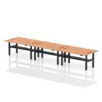 Air Back-to-Back 1800 x 600mm Height Adjustable 6 Person Bench Desk Oak Top with Cable Ports Black Frame HA02592