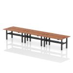 Air Back-to-Back 1800 x 600mm Height Adjustable 6 Person Bench Desk Walnut Top with Cable Ports Black Frame HA02598