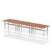 Air Back-to-Back 1800 x 600mm Height Adjustable 6 Person Bench Desk Walnut Top with Cable Ports Silver Frame HA02600