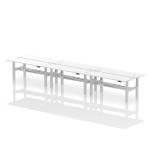 Air Back-to-Back 1800 x 600mm Height Adjustable 6 Person Bench Desk White Top with Cable Ports Silver Frame HA02606