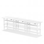 Air Back-to-Back 1800 x 600mm Height Adjustable 6 Person Office Bench Desk White Top with Cable Ports White Frame HA02608